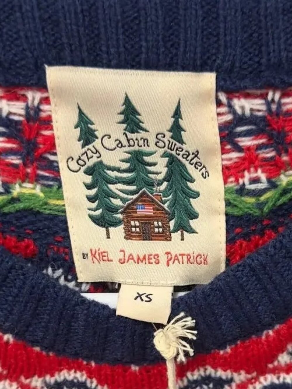 KIEL JAMES PATRICK COZY CABIN SWEATERS RARE SANTA SWEATER CHRISTMAS FAIR ISLE XS - Picture 3 of 11